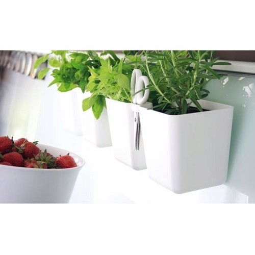 Ghiveci decorativ de flori, dublu, alb, 2.5 L, 24.4x11x12 cm, Twins Cube Ghiveci decorativ de flori, dublu, alb, 2.5 L, 24.4x11x12 cm, Twins Cube