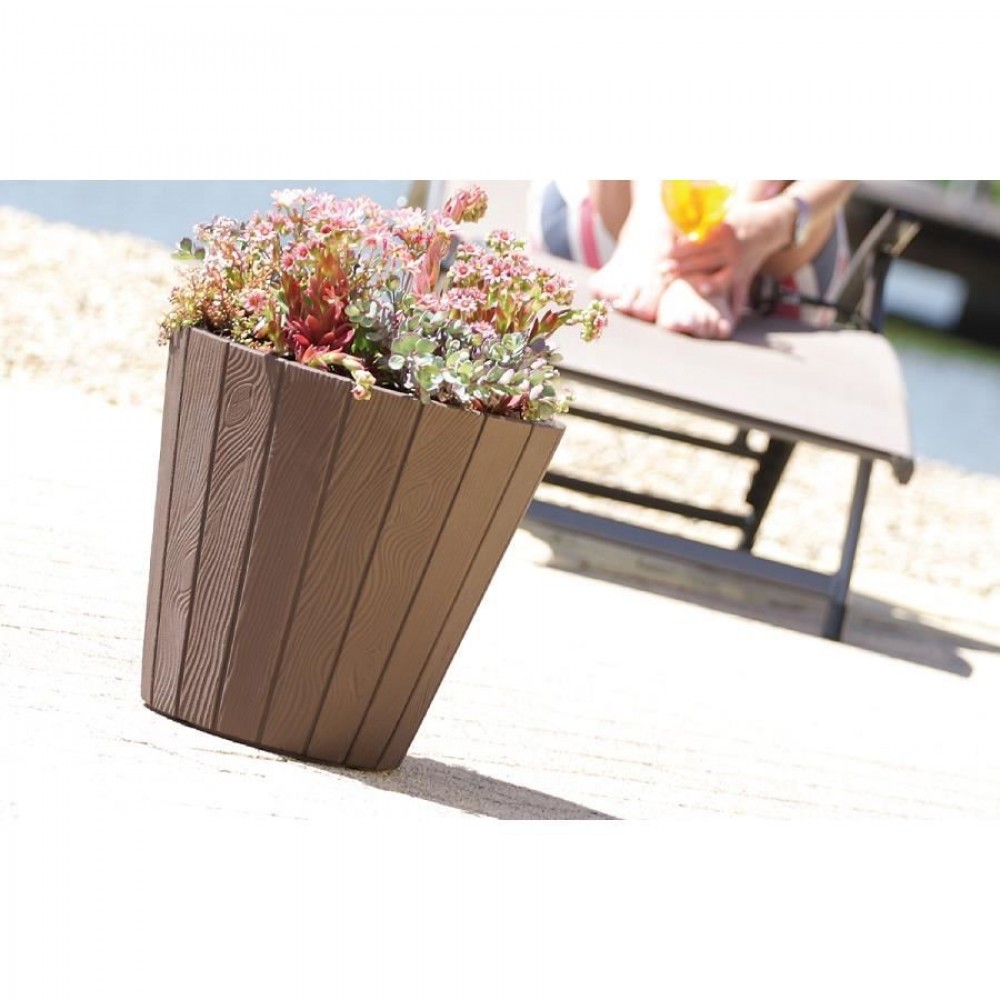 Ghiveci decorativ de flori, rotund, maro, 11/21 L, 34.8x32.5 cm, Woode Ghiveci decorativ de flori, rotund, maro, 11/21 L, 34.8x32.5 cm, Woode