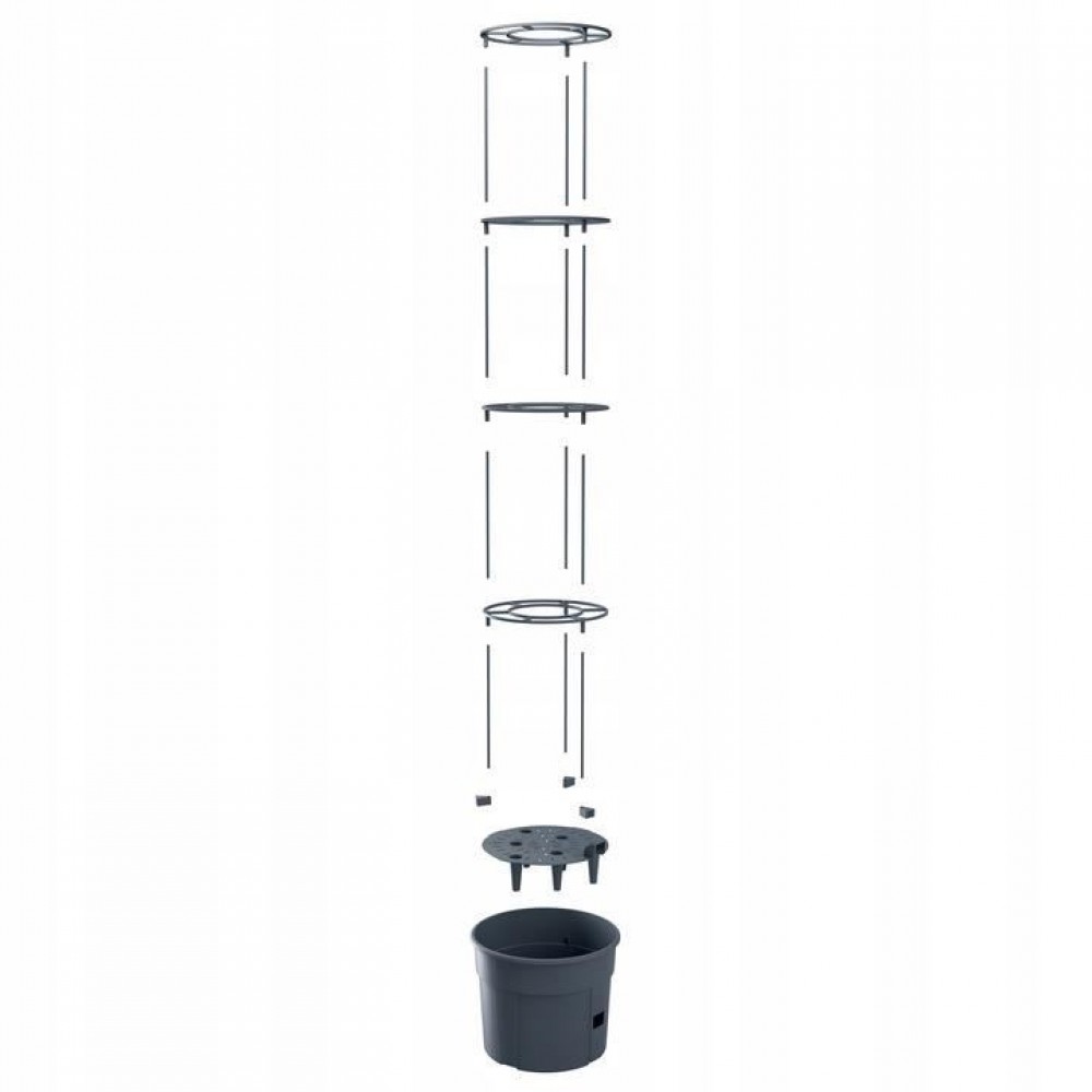 Ghiveci decorativ pentru rosii, rotund, antracit, 39.2x31.5x153 cm, Tomato Grower