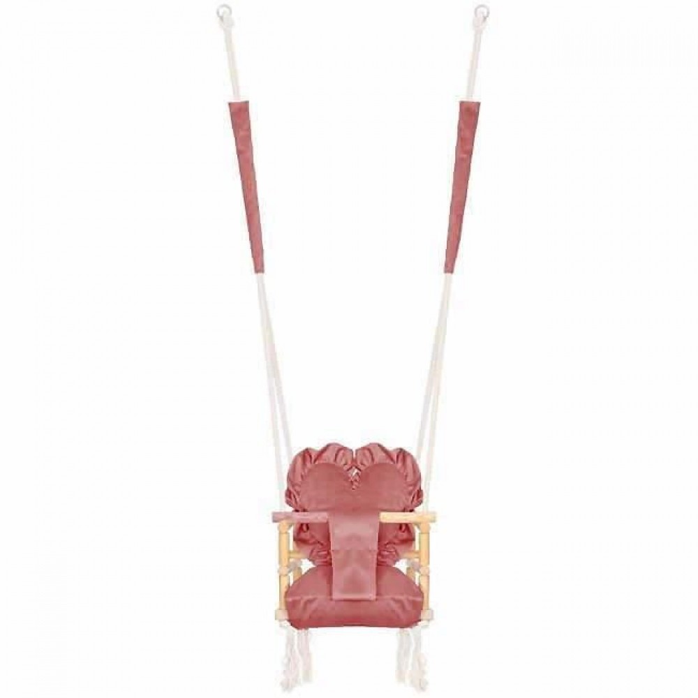 Leagan pentru copii, lemn, perna inima roz, 33.4x34.5x25 cm, Springos Leagan pentru copii, lemn, perna inima roz, 33.4x34.5x25 cm, Springos