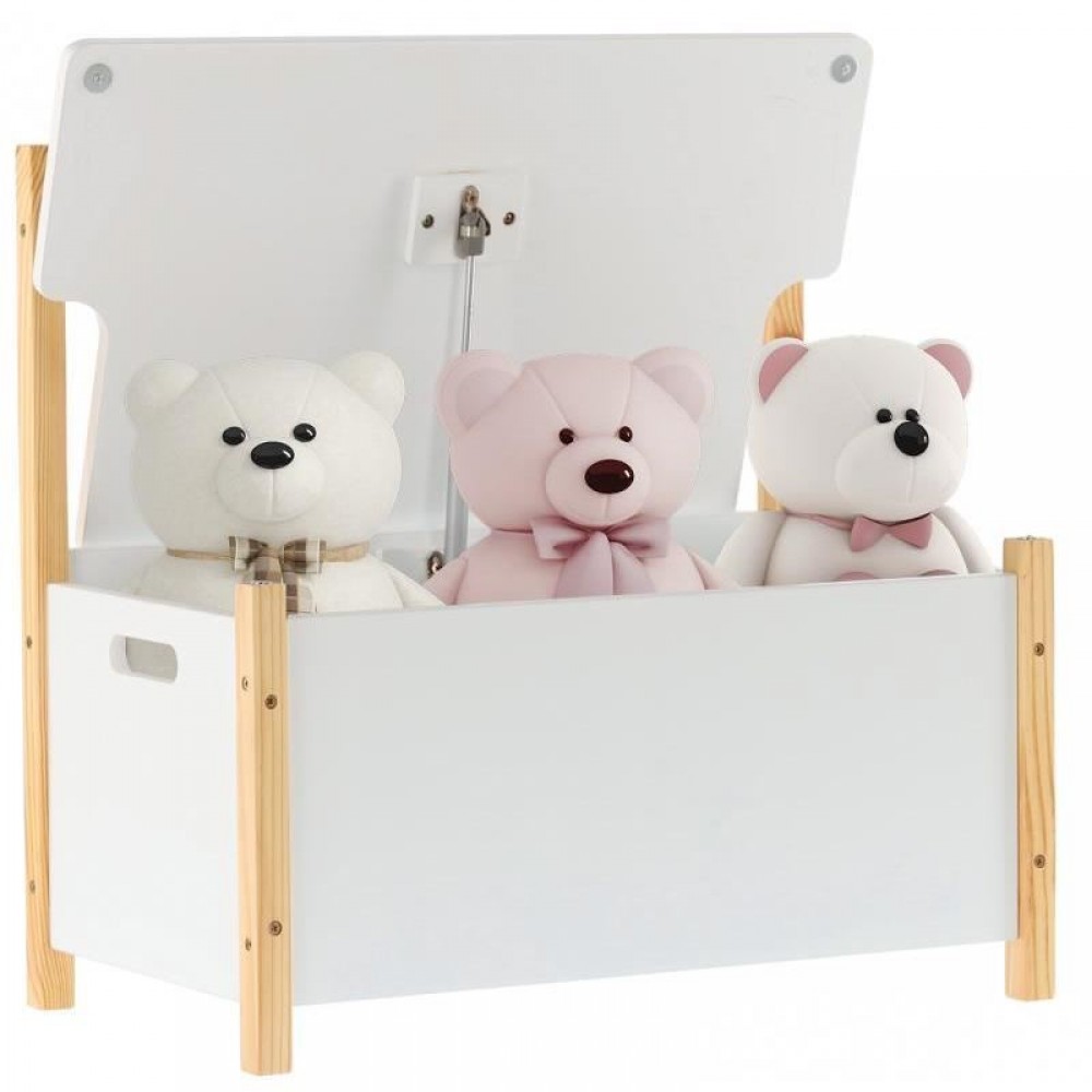 Lada depozitare 2 in 1, cu banca, lemn, MDF, alb, 60x34.5x56 cm, Daisy