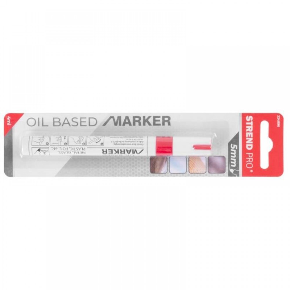 Marker permanent, rosu, pentru metal si sticla, pe baza de ulei, Strend Pro