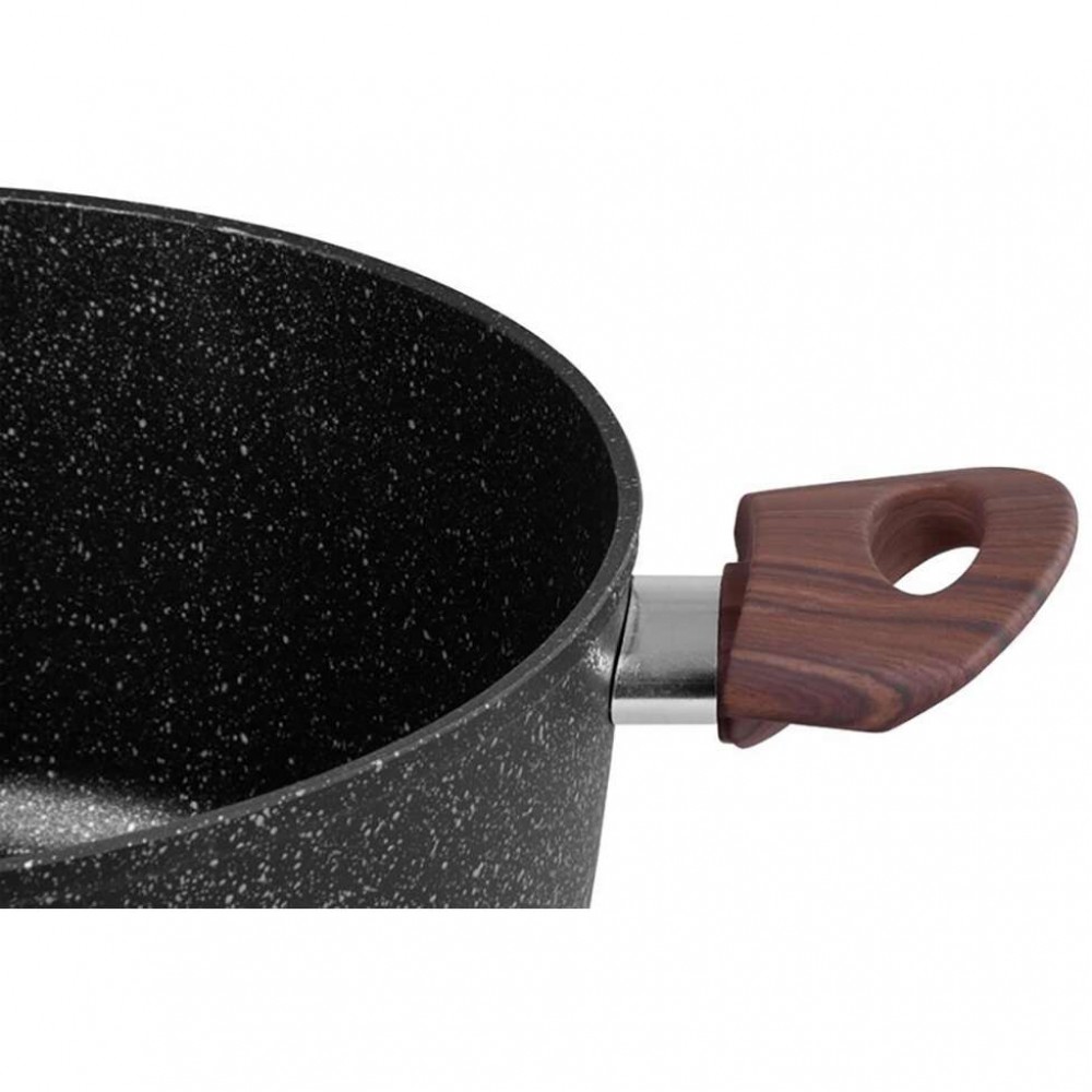 Oala rotunda cu capac, 5.9L, 28cm, Black Marble Line, MagicHome