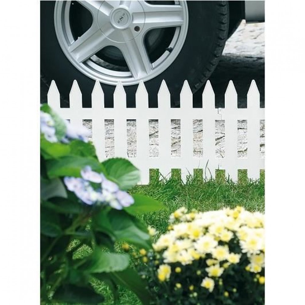 Gard de gradina decorativ, din plastic, alb, set 7 buc, 3.2 m x 35 cm