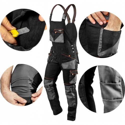 Pantaloni de lucru cu pieptar, salopeta, slim fit, model HD, marimea L/52, NEO Pantaloni de lucru cu pieptar, salopeta, slim fit, model HD, marimea L/52, NEO