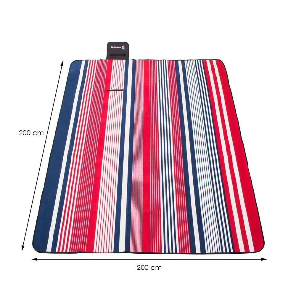 Patura picnic, model cu dungi, rosu, 200x200 cm, Springos