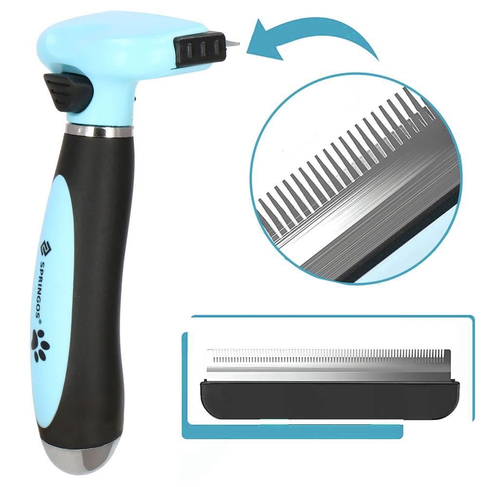 Perie, trimmer, ingrijire caini si pisici, autocuratare, albastru si negru, 5 cm, Springos Perie, trimmer, ingrijire caini si pisici, autocuratare, albastru si negru, 5 cm, Springos