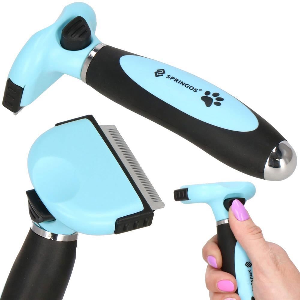 Perie, trimmer, ingrijire caini si pisici, autocuratare, albastru si negru, 5 cm, Springos Perie, trimmer, ingrijire caini si pisici, autocuratare, albastru si negru, 5 cm, Springos