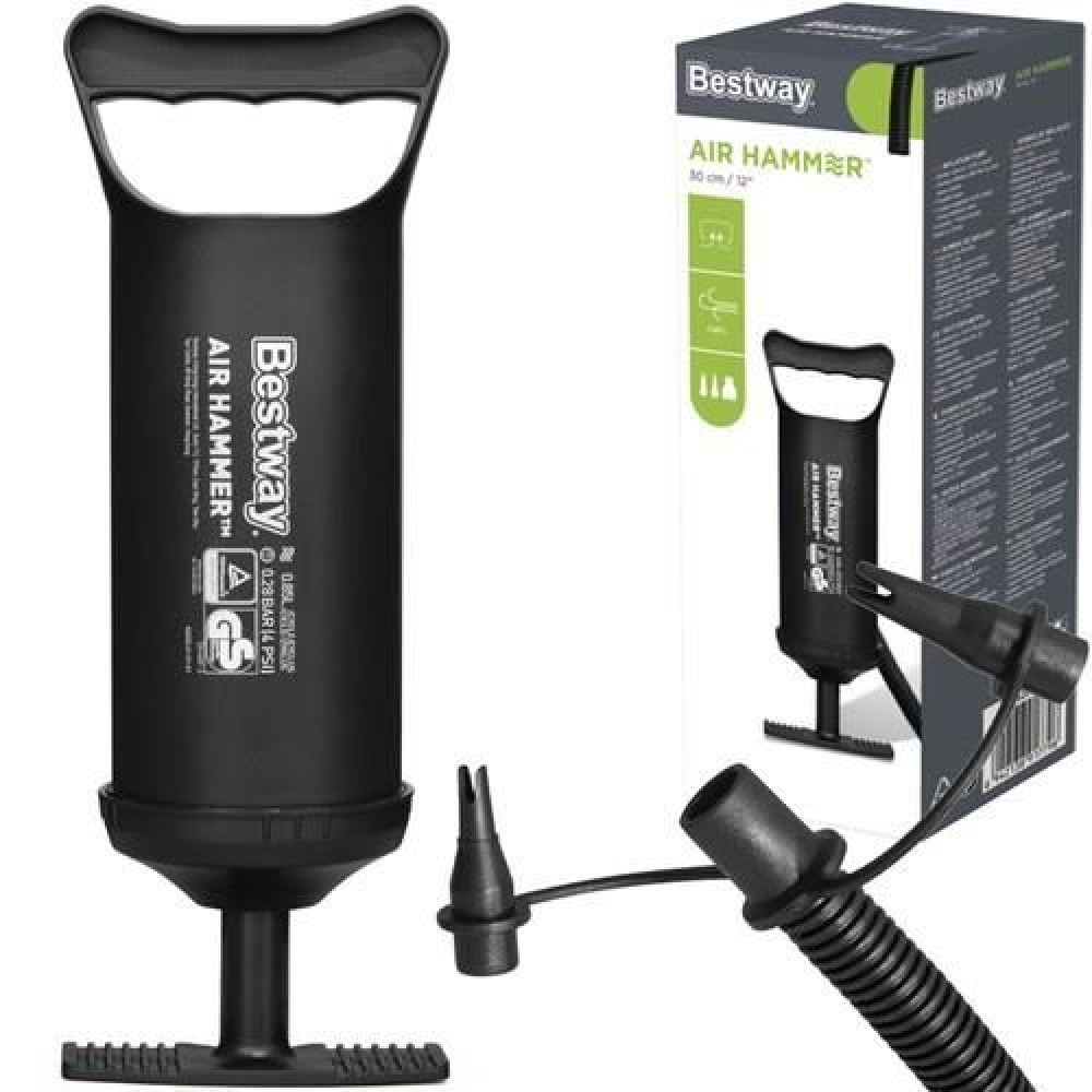 Pompa aer manuala pentru saltele si piscina gonflabila, cu 3 varfuri, 30 cm, Bestway Pompa aer manuala pentru saltele si piscina gonflabila, cu 3 varfuri, 30 cm, Bestway