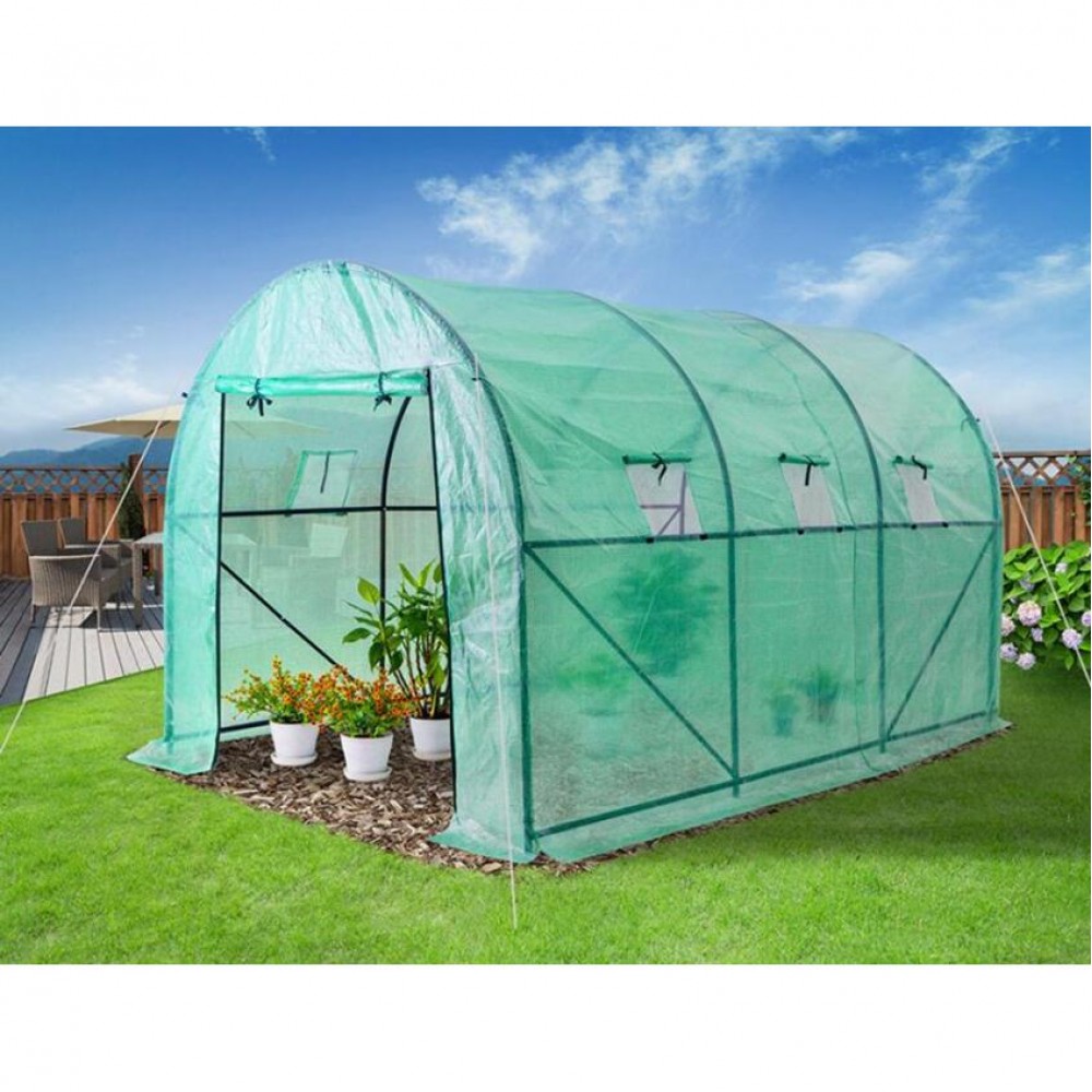 Sera de gradina, tip tunel, 6 ferestre, cadru metalic, 2x3.5x2 cm, Strend Pro
