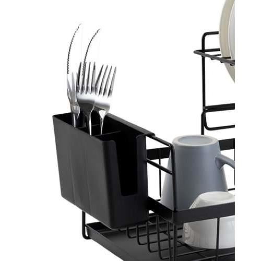 Uscator vase, scurgator, de bucatarie, 2 niveluri, metal si plastic, negru, 43x29x27 cm, Ruhhy Uscator vase, scurgator, de bucatarie, 2 niveluri, metal si plastic, negru, 43x29x27 cm, Ruhhy