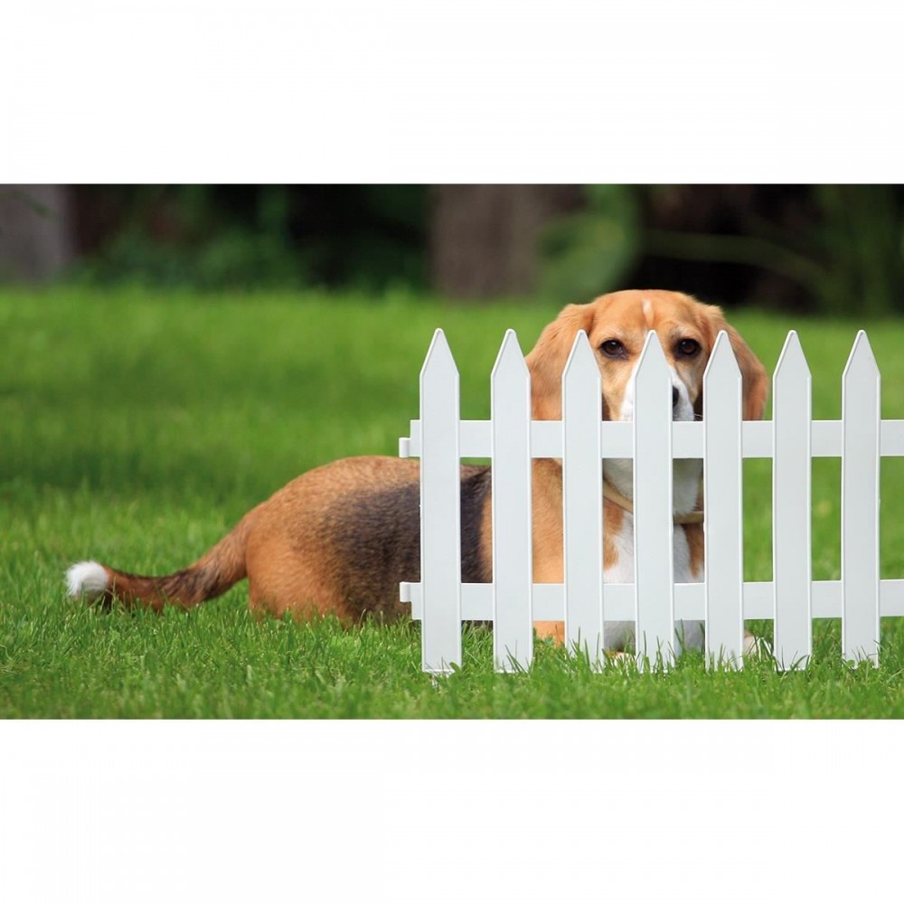 Gard de gradina decorativ, din plastic, alb, set 7 buc, 3.2 m x 35 cm