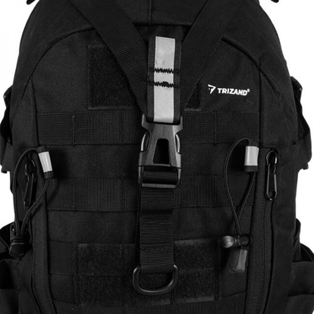 Ghiozdan/rucsac turistic, Trizand, 5 compartimente, poliester 900D, negru, 25L, 30x22x50 cm