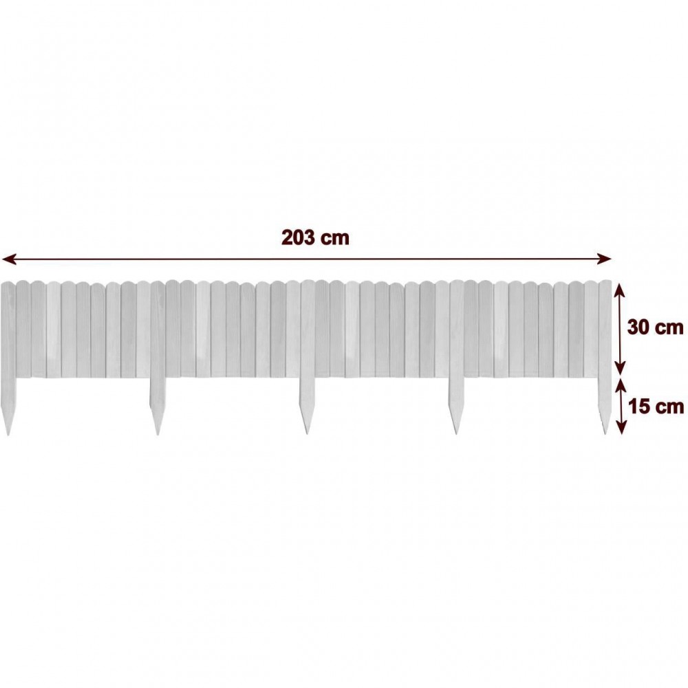 Gard de gradina decorativ din lemn, alb, 200x30 cm