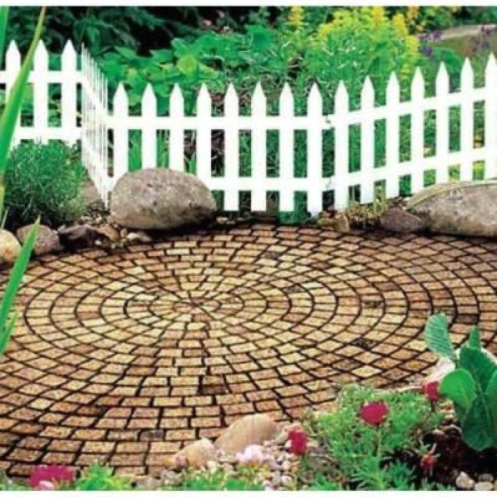 Gard de gradina decorativ, din plastic, alb, set 7 buc, 3.2 m x 35 cm