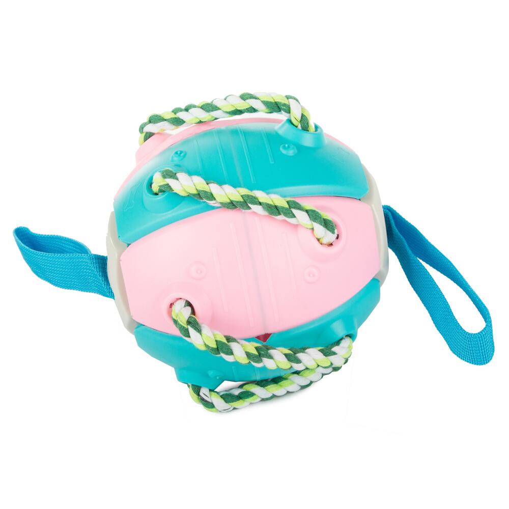 Jucarie pentru caine, tip frisbee/minge, Verk Group, plastic, roz si albastru
