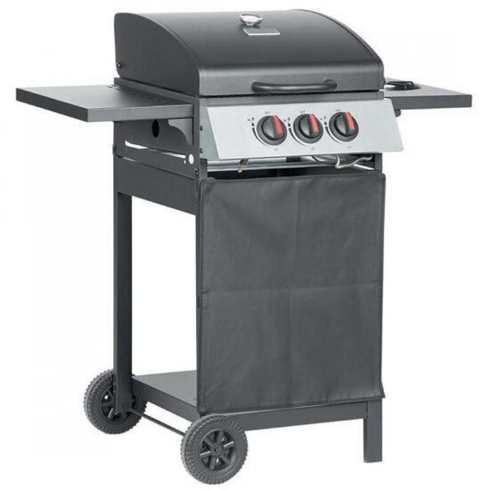 Gratar gradina, grill dreptunghiular, cu gaz, 2+1 arzatoare, cu roti, capac, rafturi, 97x60x100 cm, Valencia Gratar gradina, grill dreptunghiular, cu gaz, 2+1 arzatoare, cu roti, capac, rafturi, 97x60x100 cm, Valencia