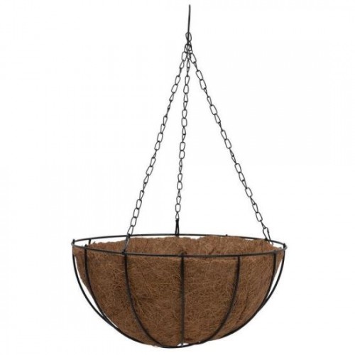 Ghiveci decorativ cu lant, rotund,​​​​​​​ nuca de cocos, 35x35x17 cm 