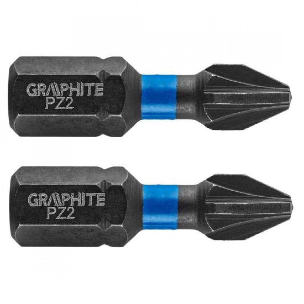 Varfuri, biti, de impact, PZ2, 1/4", set 2 buc, PZ2x25 mm, Graphite Varfuri, biti, de impact, PZ2, 1/4", set 2 buc, PZ2x25 mm, Graphite