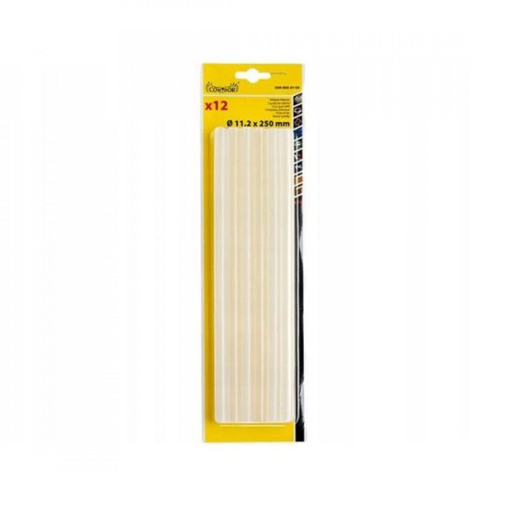 Baton silicon pentru pistol lipit, transparent, 12 buc, 11x250 mm