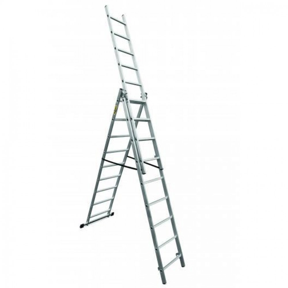 Scara aluminiu, 3 tronsoane, 9 trepte, max 150 kg, 4.81 m, Drabest Scara aluminiu, 3 tronsoane, 9 trepte, max 150 kg, 4.81 m, Drabest