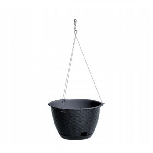 Ghiveci decorativ cu lant, rotund, antracit, 24.3x16 cm, Ratolla Round WSÃÂ 