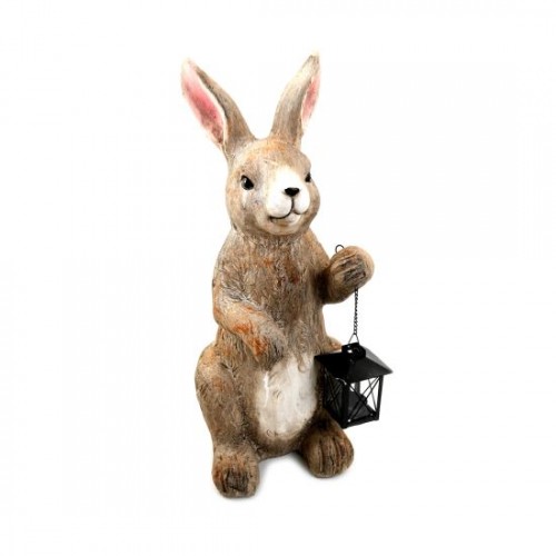 Decoratiune gradina, ceramica, iepure cu felinar, 19x21x51 cm Decoratiune gradina, ceramica, iepure cu felinar, 19x21x51 cm