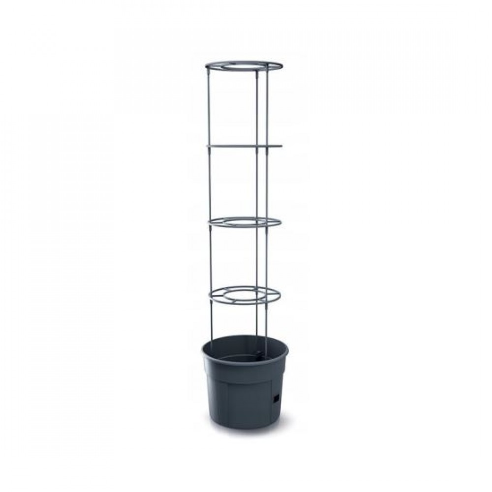 Ghiveci decorativ pentru rosii, rotund, antracit, 39.2x31.5x153 cm, Tomato Grower
