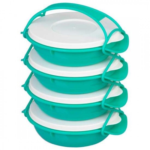 Caserola alimente, plastic, etansa, verde, 4 compartimente, 4x1 L, 22.4x20.5x29.5 cm, MagicHome Caserola alimente, plastic, etansa, verde, 4 compartimente, 4x1 L, 22.4x20.5x29.5 cm, MagicHome