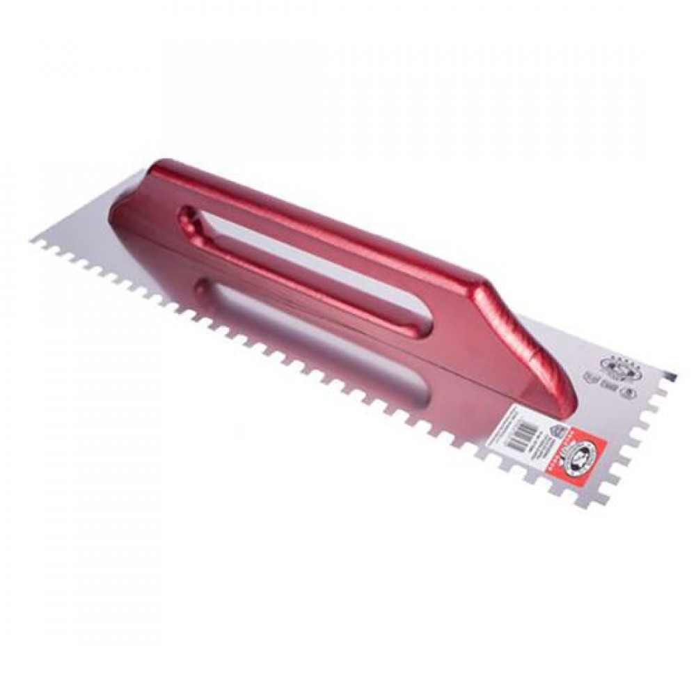 Gletiera inox, Olejnik, zimti, 12x12 mm, 13x68 cm, maner lemn lung, Rosu