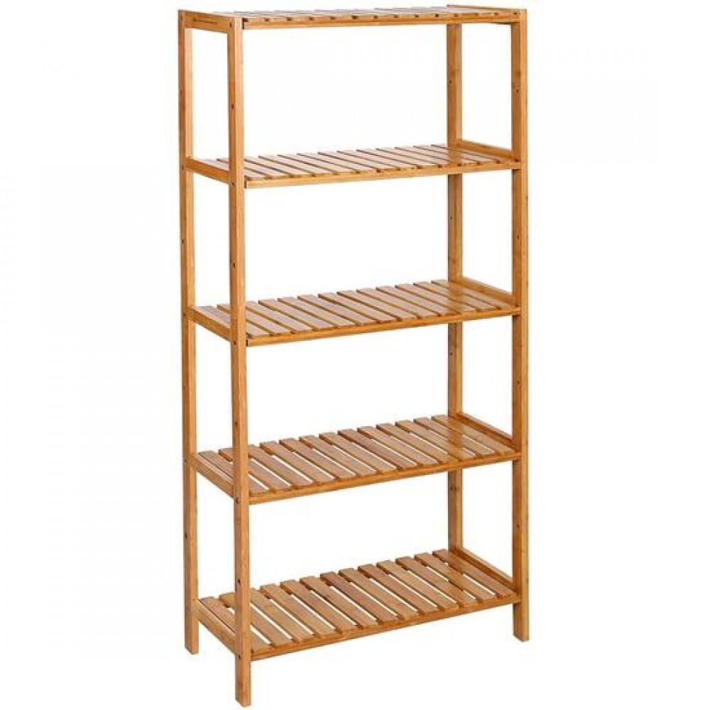 Raft depozitare, Songmics, bambus, 5 polite, natur, 10 kg, 60x26x130cm