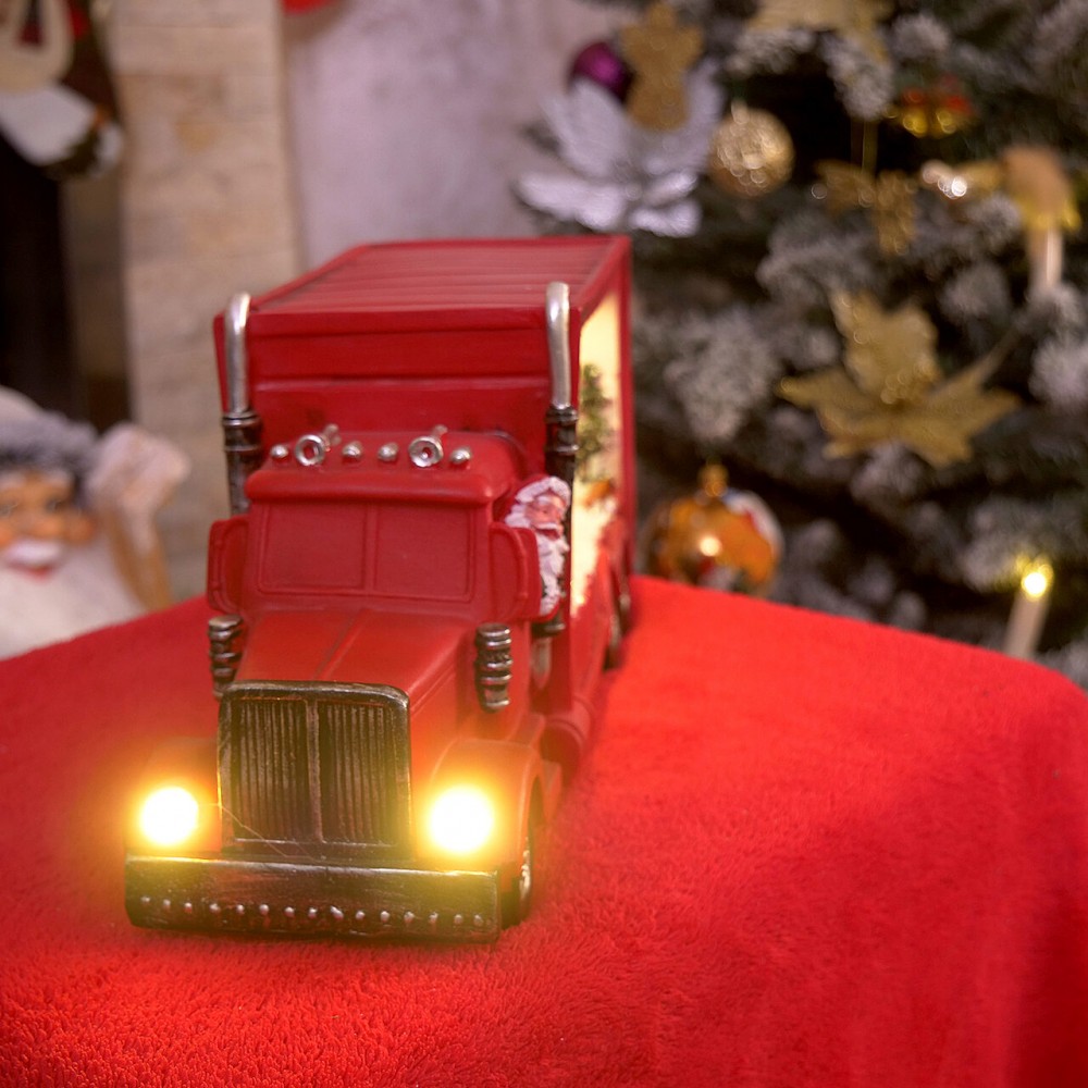 Decoratiune Craciun, Camion cu LED, 3xAA, 33x10x15 cm Decoratiune Craciun, Camion cu LED, 3xAA, 33x10x15 cm