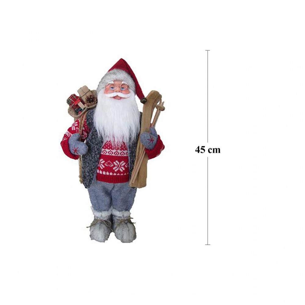 Decoratiune, Mos Craciun cu schiuri, 45 cm Decoratiune, Mos Craciun cu schiuri, 45 cm