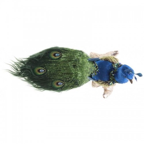 Decoratiune Craciun, paun cu puf, albastru, 24x12x32 cm Decoratiune Craciun, paun cu puf, albastru, 24x12x32 cm