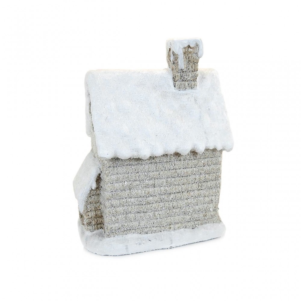 Decoratiune iarna, ceramica, casa cu ferestre luminate, alb si bej, LED, 3xAAA, 25x18x36 cm Decoratiune iarna, ceramica, casa cu ferestre luminate, alb si bej, LED, 3xAAA, 25x18x36 cm