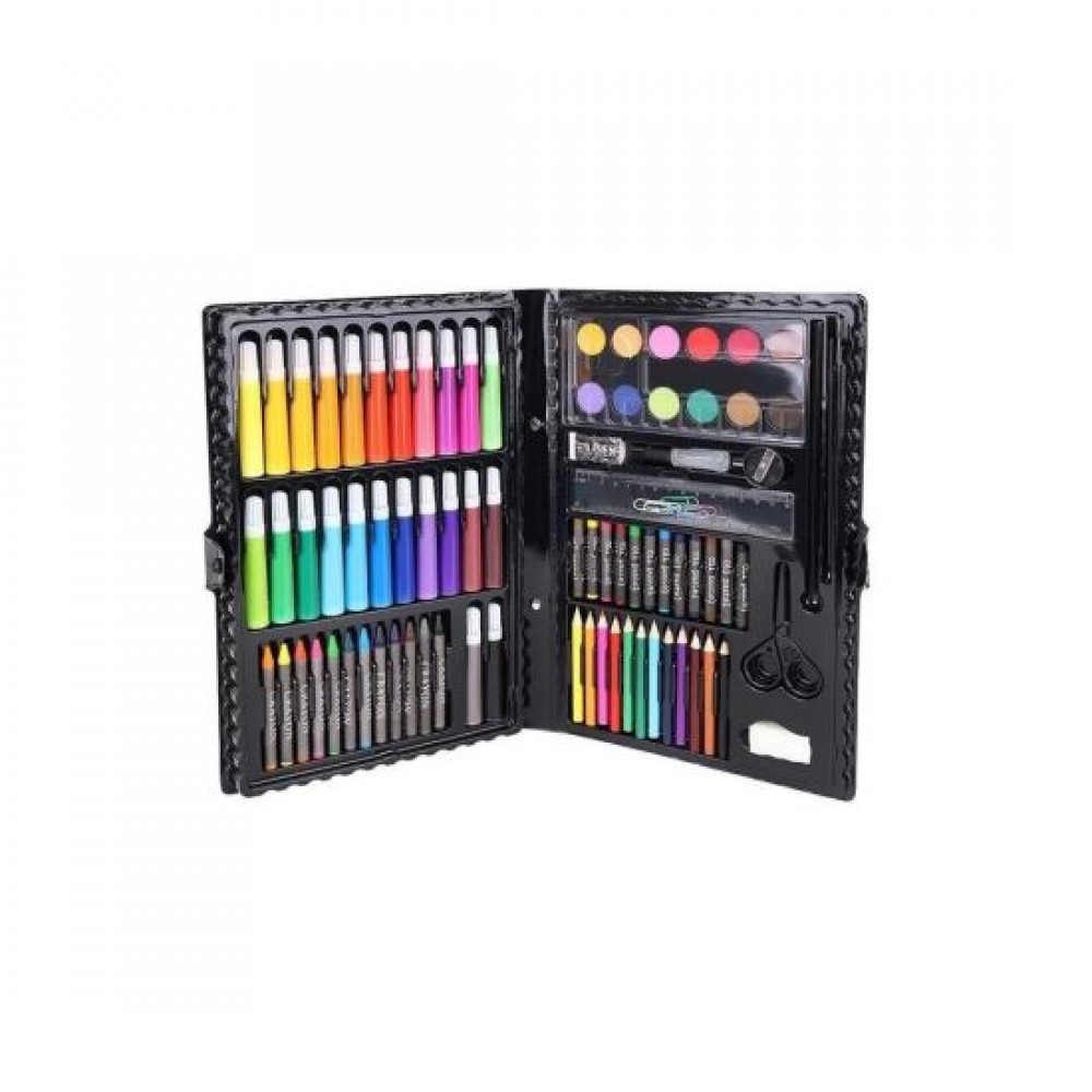 Set pictura si desen pentru copii, trusa plastic neagra, 86 piese, Isotrade Set pictura si desen pentru copii, trusa plastic neagra, 86 piese, Isotrade