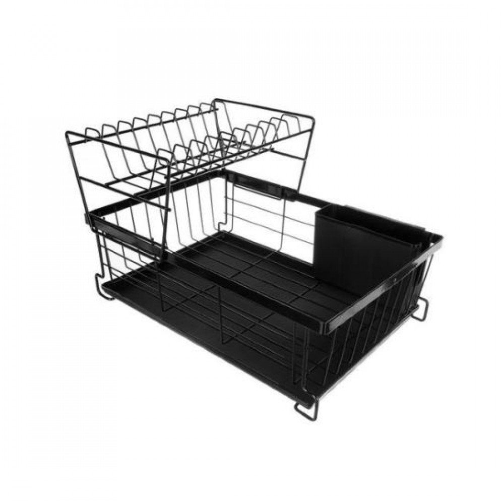 Uscator vase, scurgator, de bucatarie, 2 niveluri, metal si plastic, negru, 43x29x27 cm, Ruhhy Uscator vase, scurgator, de bucatarie, 2 niveluri, metal si plastic, negru, 43x29x27 cm, Ruhhy