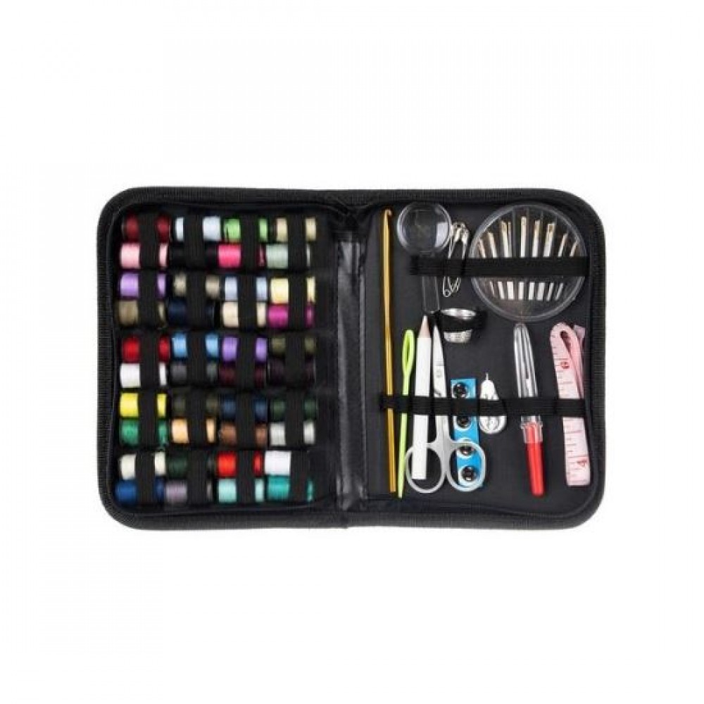 Trusa de croitorie, ace cusut, papiote diverse culori, foarfeca si accesorii, 128 piese Trusa de croitorie, ace cusut, papiote diverse culori, foarfeca si accesorii, 128 piese