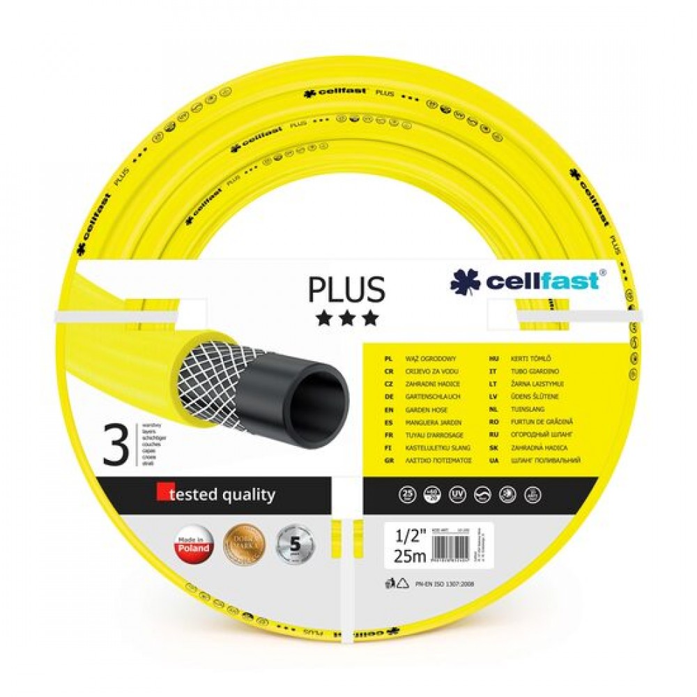 Furtun de gradina, 3 straturi, 1/2", 25 m, Cellfast Plus Furtun de gradina, 3 straturi, 1/2", 25 m, Cellfast Plus