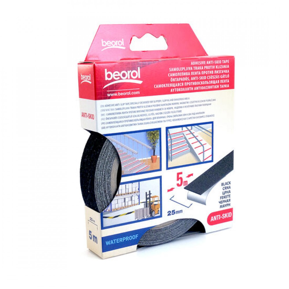 Banda antialunecare neagra, autoadeziva 5m