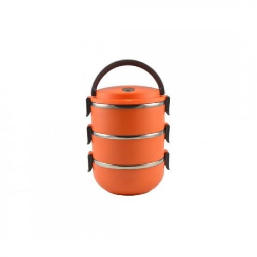 Recipiente pentru transport mancare, plastic, set 3 buc, portocaliu, 3x500 ml, Perfect Home Recipiente pentru transport mancare, plastic, set 3 buc, portocaliu, 3x500 ml, Perfect Home