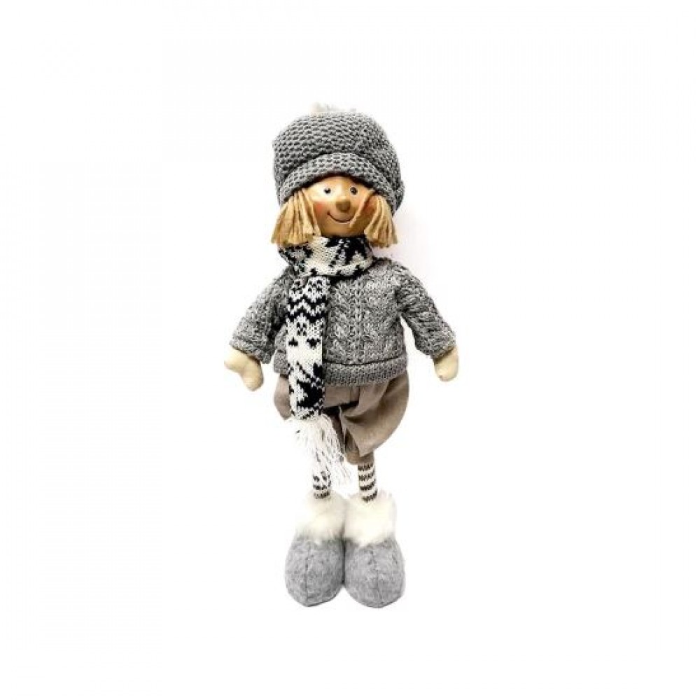 Decoratiune Craciun, baietel, gri, 38 cm Decoratiune Craciun, baietel, gri, 38 cm