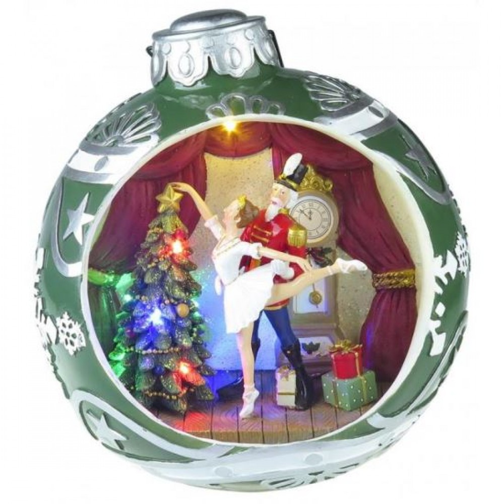 Decoratiune Craciun muzicala, glob de brad cu balerina, LED multicolor, 3xAA, 30.5x26.5 cm Decoratiune Craciun muzicala, glob de brad cu balerina, LED multicolor, 3xAA, 30.5x26.5 cm