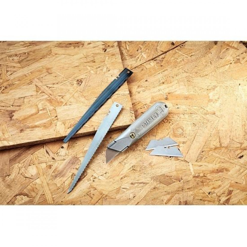 Cutter Stanley cu lama trapezoidala + 2 lame ferastrau