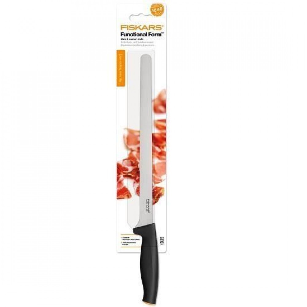 Cutit pentru sunca si somon Fiskars Functional Form, 26 cm, otel inoxidabil Cutit pentru sunca si somon Fiskars Functional Form, 26 cm, otel inoxidabil