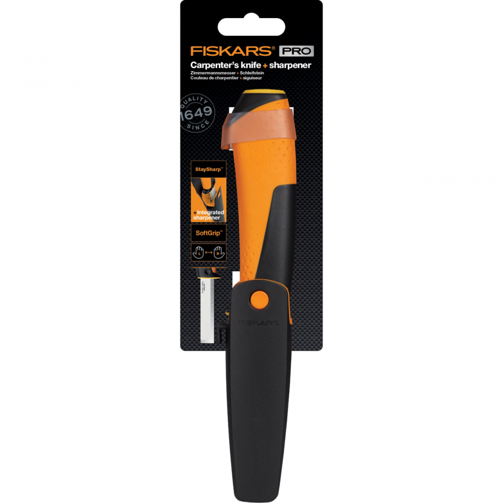 Cutit pentru tamplarie Fiskars, cu ascutitor Cutit pentru tamplarie Fiskars, cu ascutitor