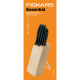 Set 5 cutite + suport Fiskars Essential, otel inoxidabil Set 5 cutite + suport Fiskars Essential, otel inoxidabil