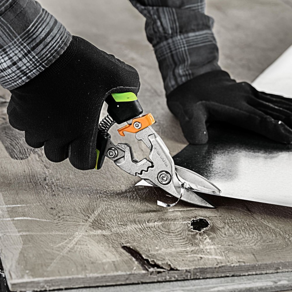 Foarfeca pentru tabla Fiskars PowerGear, taietura pe dreapta