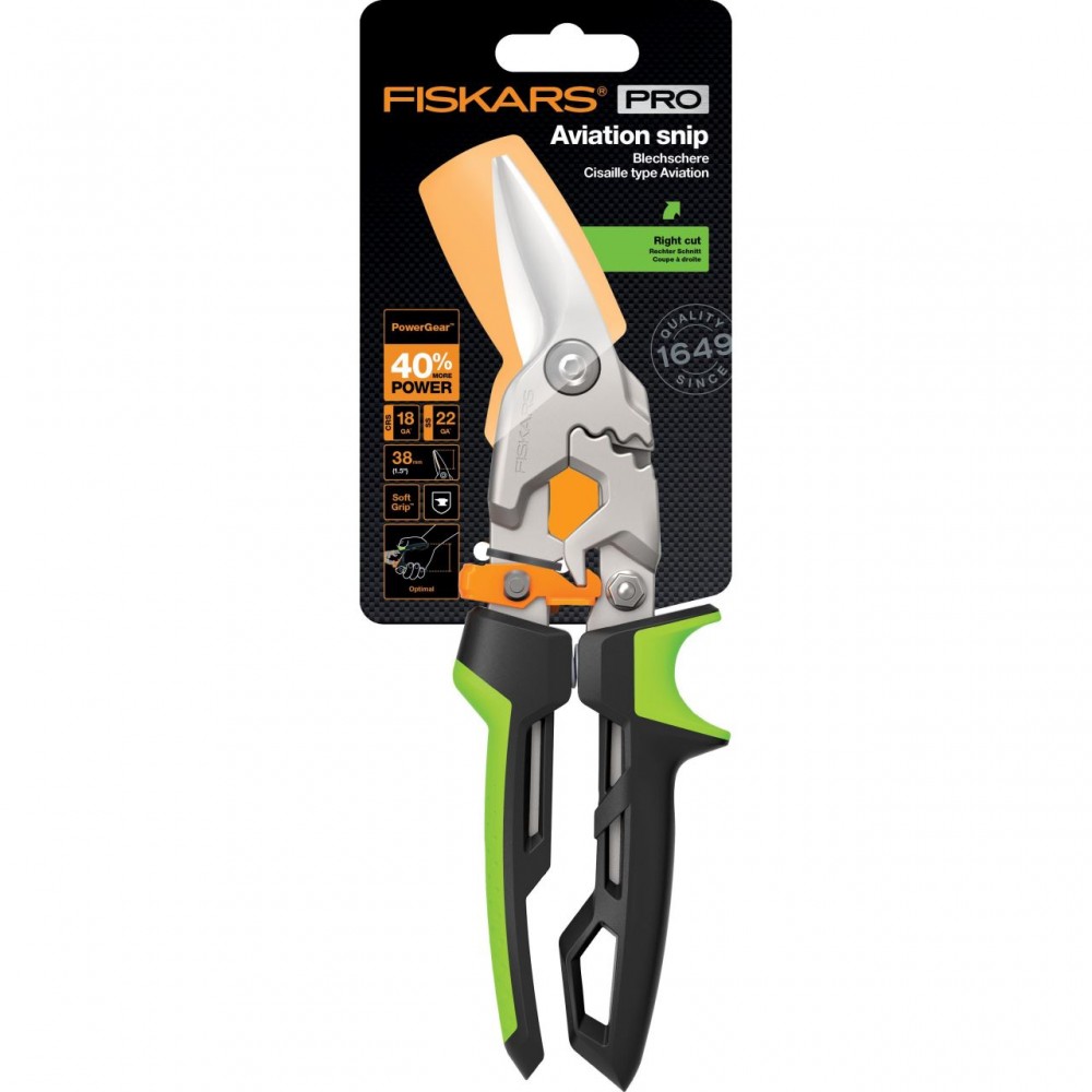 Foarfeca pentru tabla Fiskars PowerGear, taietura pe dreapta