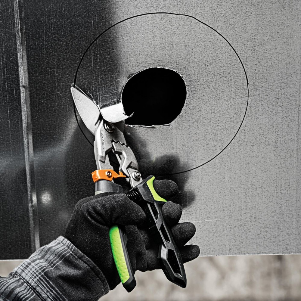 Foarfeca pentru tabla Fiskars PowerGear, cotita pe dreapta